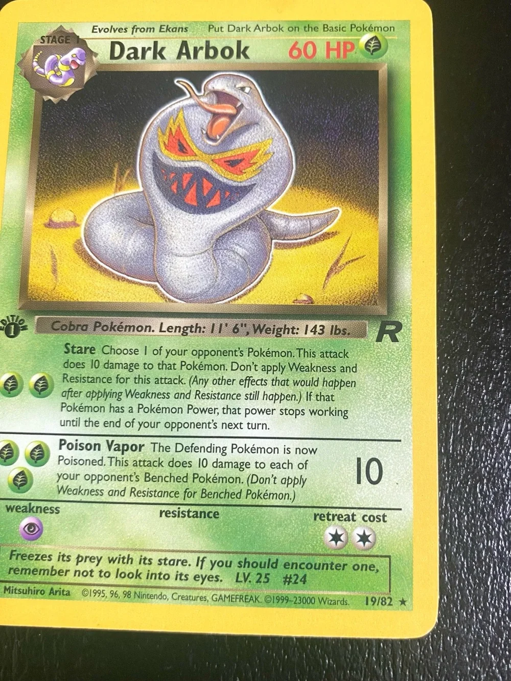 Pokémon Dark Arbok 19/82 1st Edition